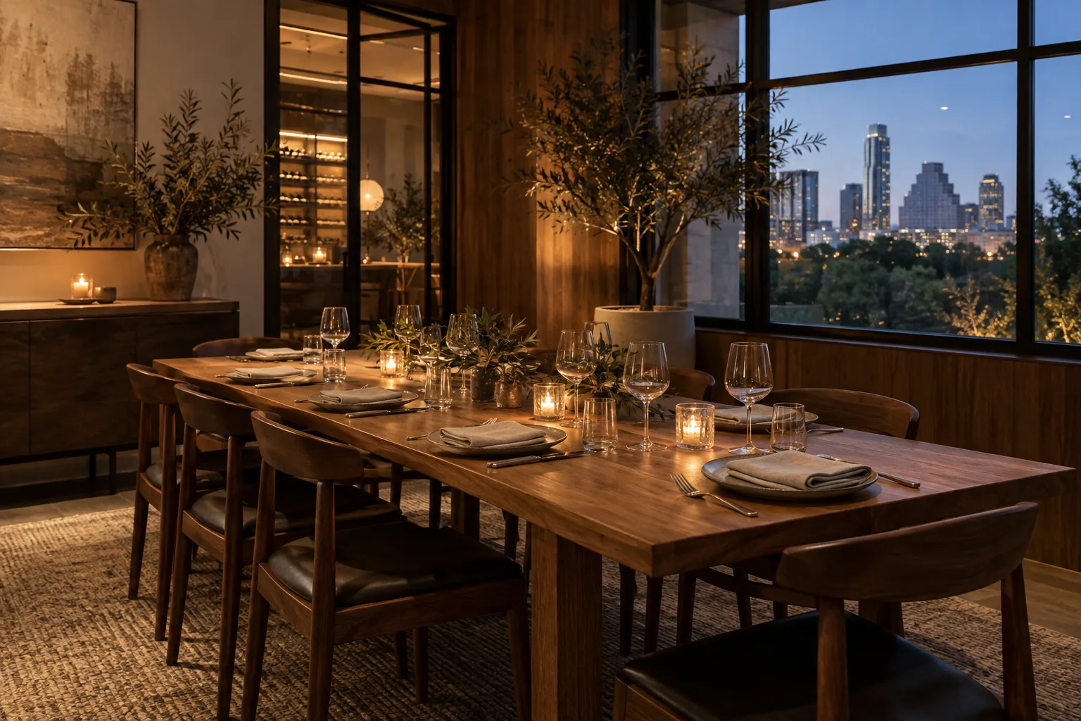Illustrative private dining room set for a small gathering