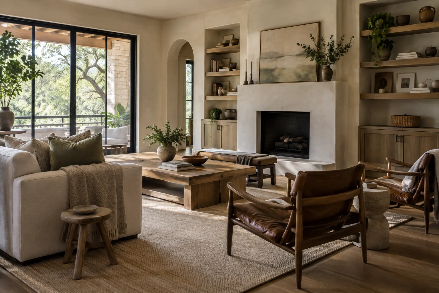 Illustrative Austin living room with understated finishes