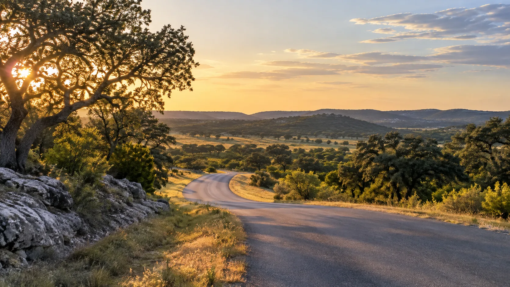 Illustrative Spicewood-style Hill Country landscape; not a specific road or property